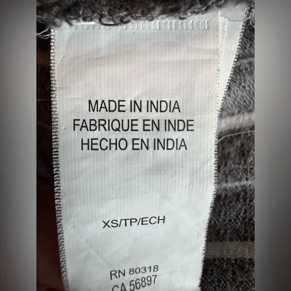 Lucky Brand Gray and White Striped Button-Front Long Sleeve Midi Shirt Dress XS - Picture 8 of 9